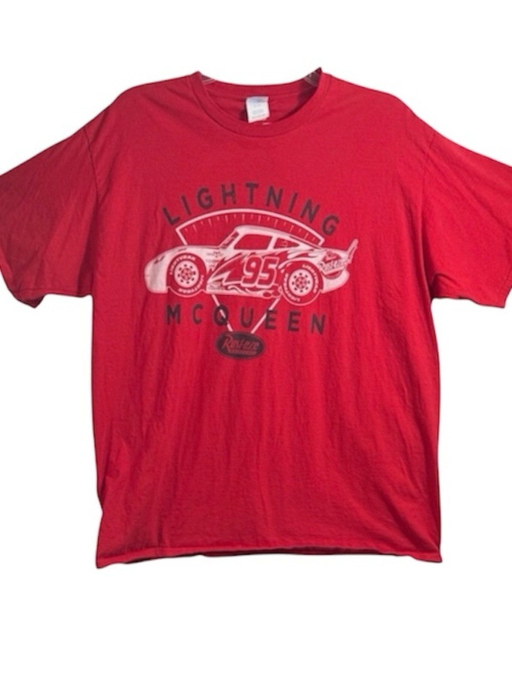 Disney Pixar Cars Lightning McQueen Graphic Tee Red 2XL Rust-eze Racing Shirt